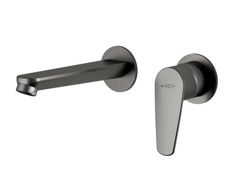 Gedy Como bateria umywalkowa podtynkowa + box montażowy gun metal PVD grafit szczotkowany MXCO07-81