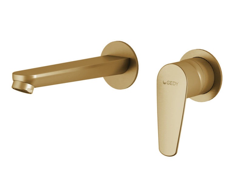 Gedy Como bateria umywalkowa podtynkowa + box montażowy light gold PVD jasne złoto szczotkowane MXCO07-88
