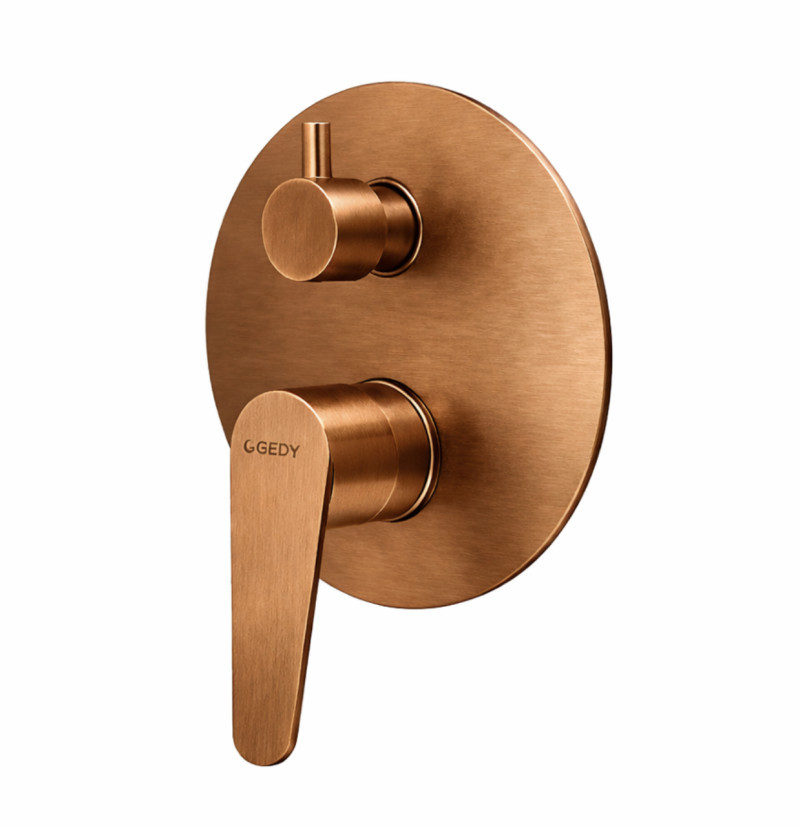 Gedy Como komplet podtynkowy zestaw z deszczownicą 25 cm i słuchawką rose gold PVD miedź szczotkowana MXCOZES25-82