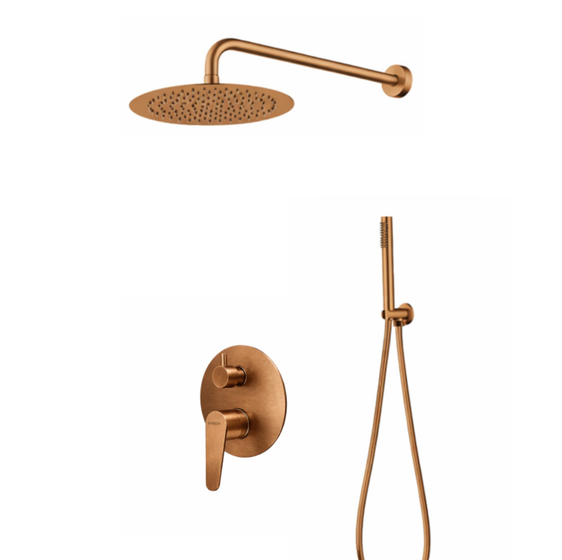 Gedy Como komplet podtynkowy zestaw z deszczownicą 25 cm i słuchawką rose gold PVD miedź szczotkowana MXCOZES25-82
