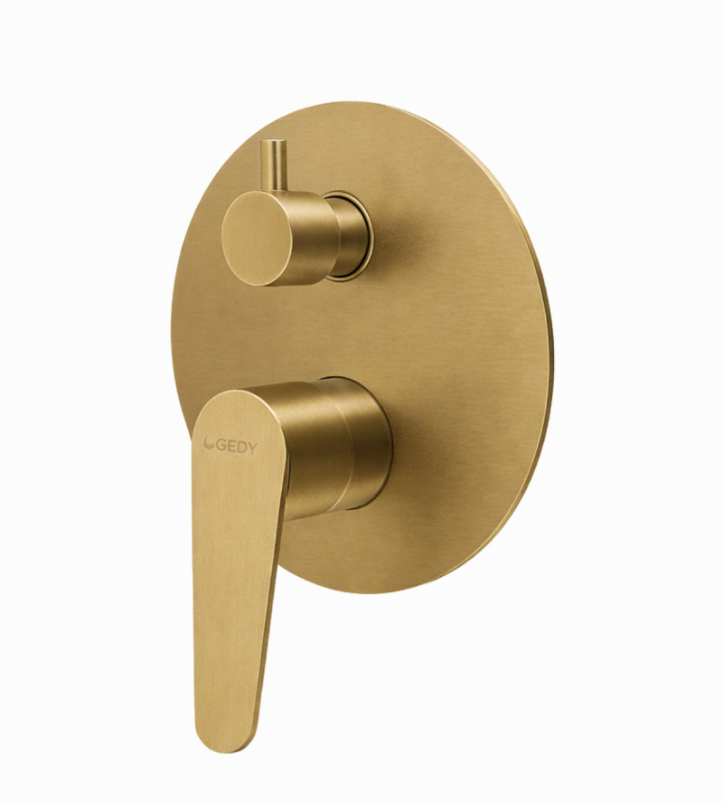 Gedy Como komplet podtynkowy zestaw z deszczownicą 25 cm i słuchawką light gold PVD jasne złoto szczotkowane MXCOZES25-88