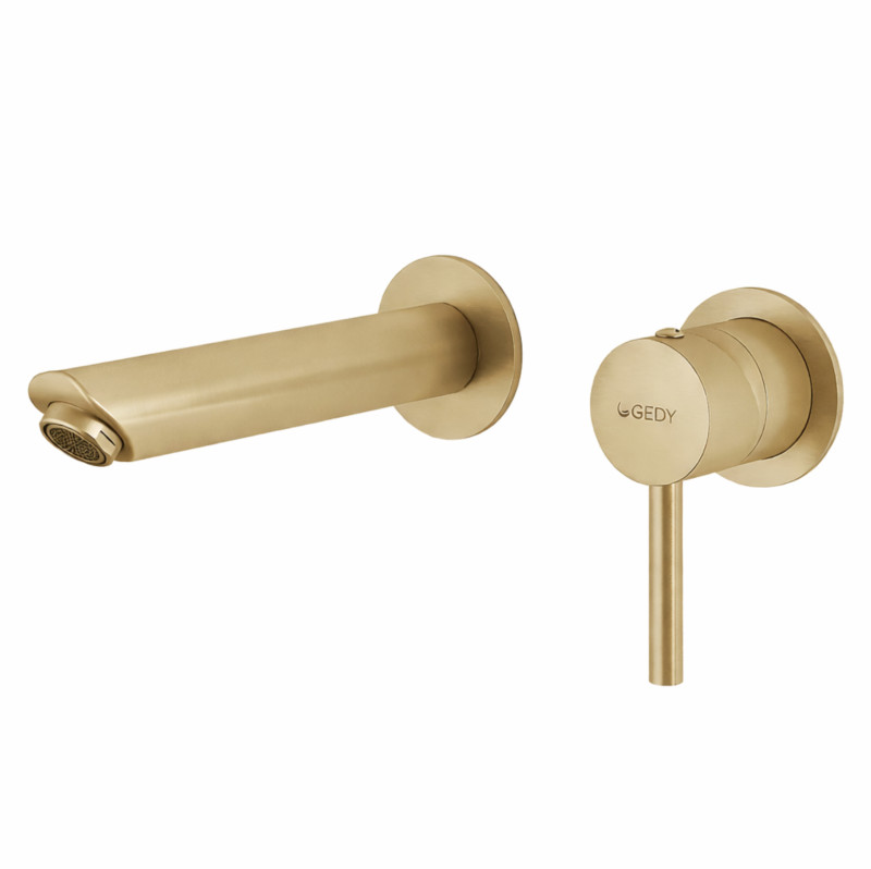 Gedy Garda bateria umywalkowa podtynkowa + box montażowy light gold PVD jasne złoto szczotkowane MXGA07-88