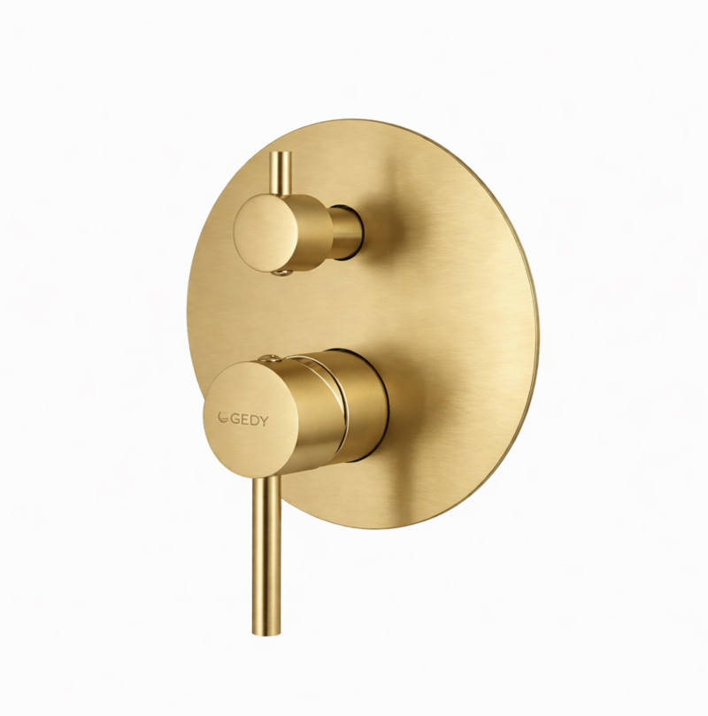 Gedy Garda komplet podtynkowy zestaw z deszczownicą 25 cm i słuchawką light gold PVD jasne złoto szczotkowane MXGAZES25-88