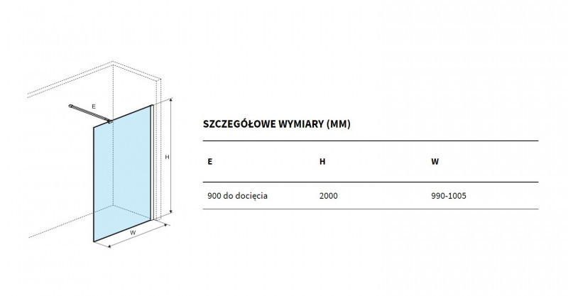 Excellent Vidoq kabina typu Walk-In 100 cm grafit szczotkowany przeźroczyste Clean Control KAEX.1506.1000.LP.AB