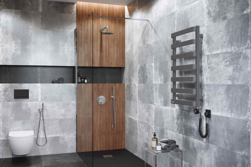 Excellent Vidoq kabina typu Walk-In 110 cm grafit szczotkowany przeźroczyste Clean Control KAEX.1506.K.1100.AB