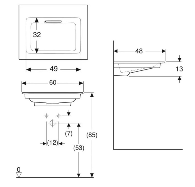 Geberit ONE CleanDrain umywalka meblowa 60x48 cm, bez otworu na baterię, KeraTect 505.001.00.1