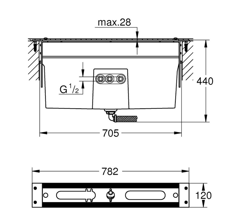 Grohe element montażowo-odwodnieniowy do wielootworowych baterii wannowych 29037002