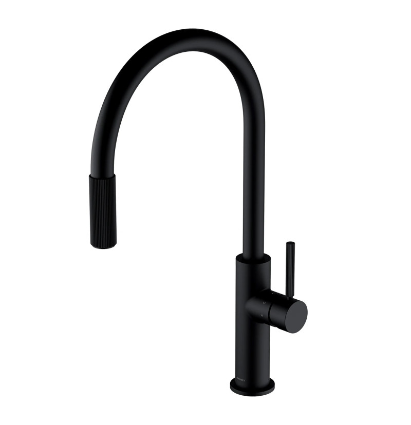 Omnires Switch bateria kuchenna z wyciąganą wylewką z zestawem filtrującym czarny mat SW9059-FD1BL