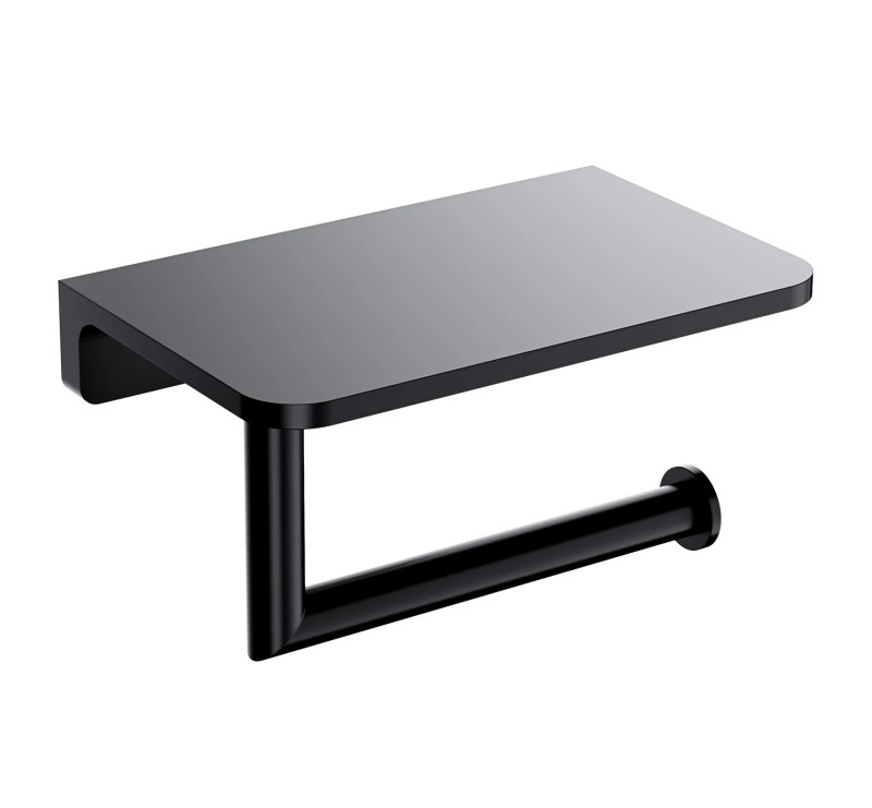 Omnires Modern Project uchwyt na papier toaletowy z półką czarny mat MP60511BL