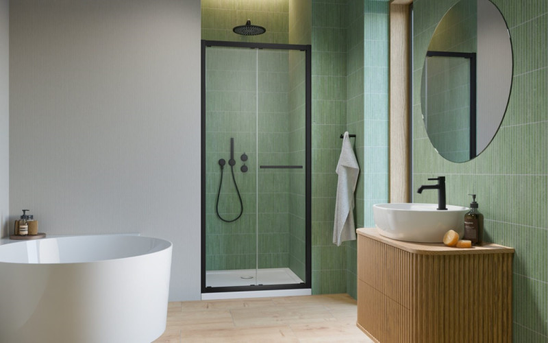 Radaway Alienta Black DWB drzwi składane 100 cm L/P czarny przeźroczyste Easy Clean 10180100-XX-01