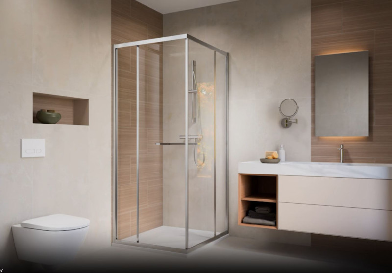 Radaway Alienta SD I kabina kwadratowa 80x80 L/P drzwi + ścianka chrom przeźroczyste Easy Clean 10191880-01-01