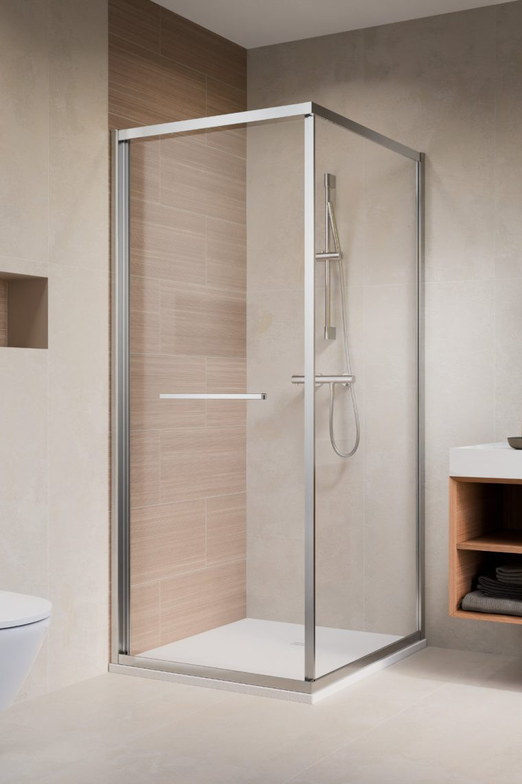 Radaway Alienta SD I kabina kwadratowa 90x90 L/P drzwi + ścianka chrom przeźroczyste Easy Clean 10191990-01-01
