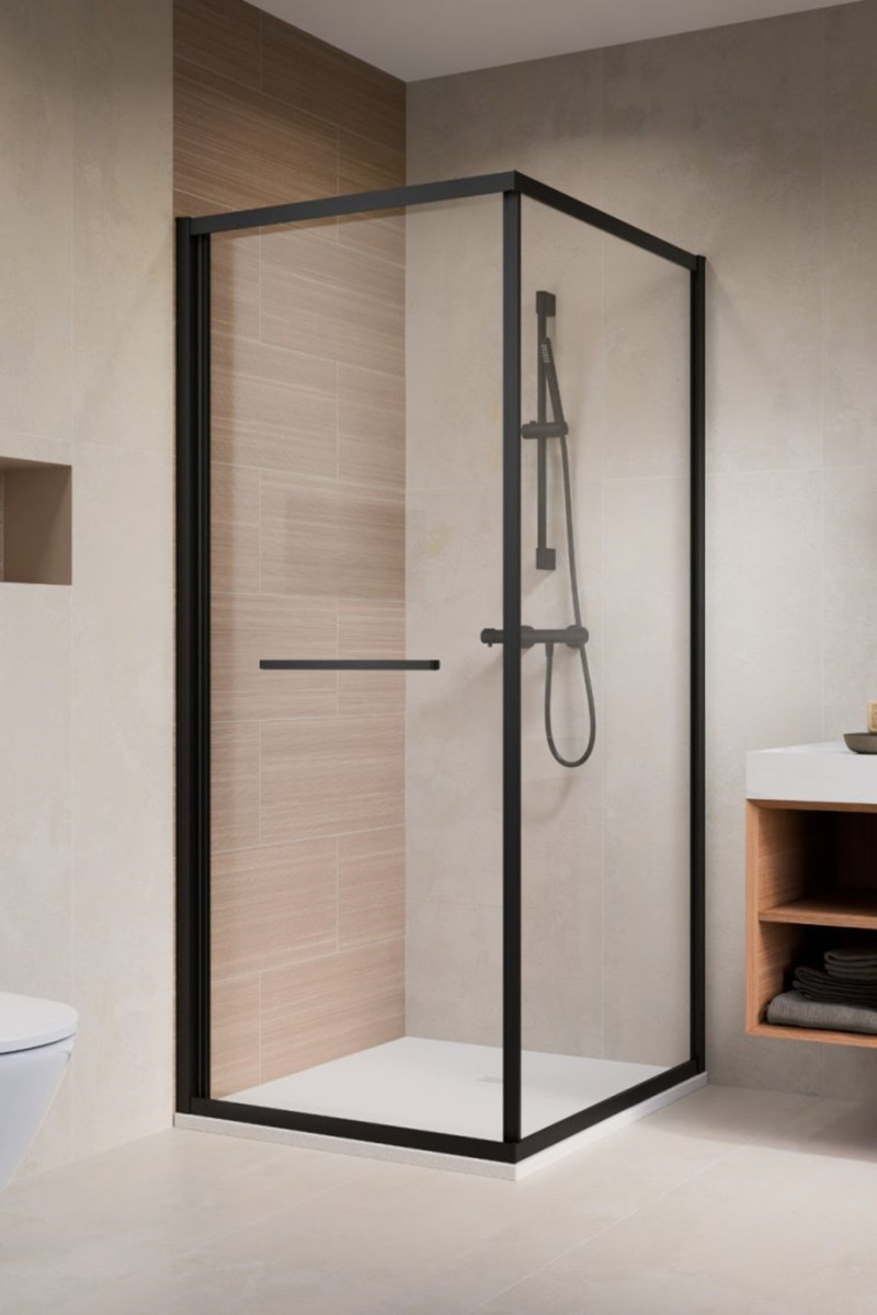 Radaway Alienta Black SD I kabina kwadratowa 80x80 L/P drzwi + ścianka czarny przeźroczyste Easy Clean 10191880-54-01