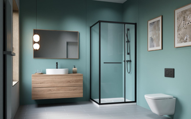 Radaway Alienta Black SD II kabina prostokątna 90x80 L/P drzwi 90 cm + ścianka 80 cm chrom przeźroczyste Easy Clean 10192980-54-01
