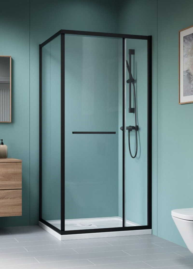 Radaway Alienta Black SD II kabina prostokątna 100x80 L/P drzwi 100 cm + ścianka 80 cm chrom przeźroczyste Easy Clean 10192180-54-01